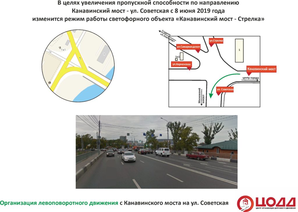 Схема движения транспорта изменится на съезде с Канавинского моста на улицу Советскую