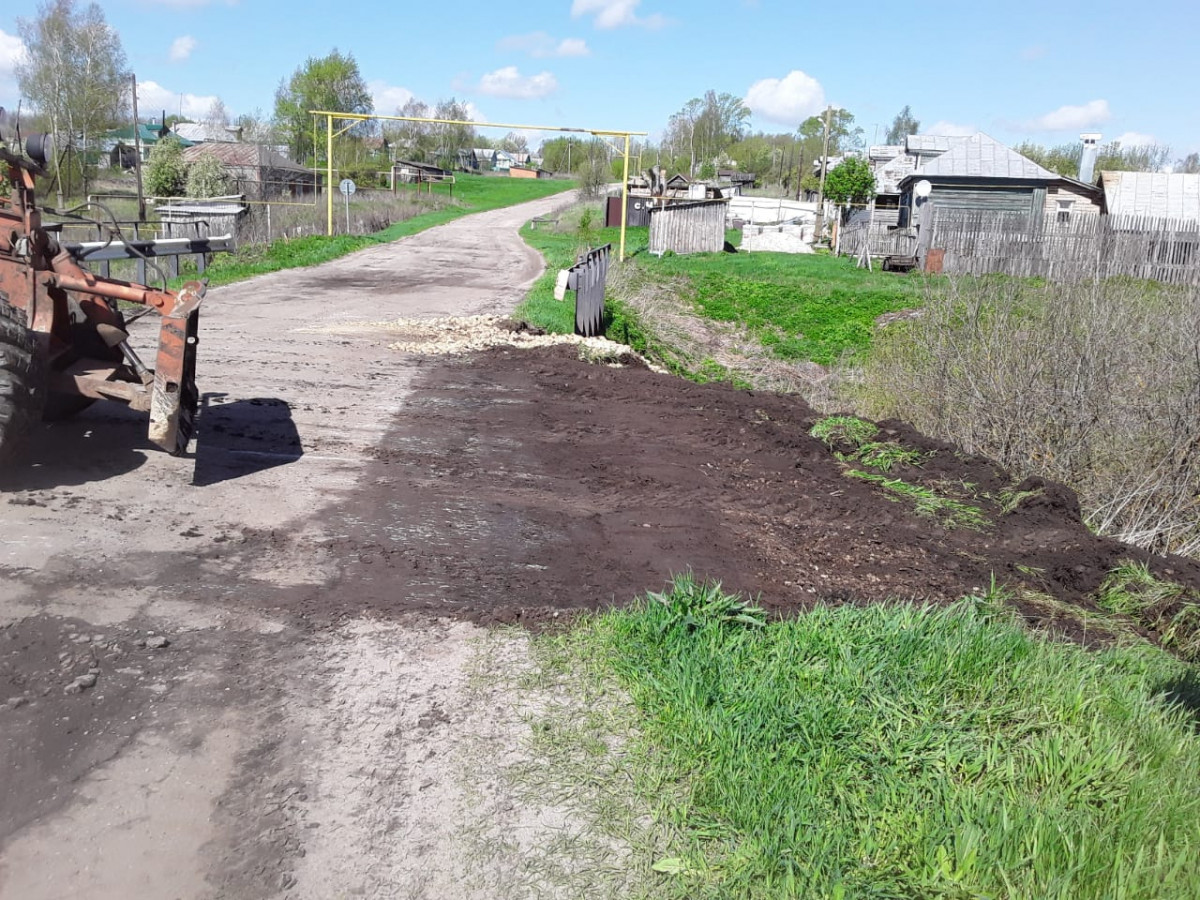 Поврежденный ливнем участок дороги в Шатковском районе полностью восстановлен за выходные дни