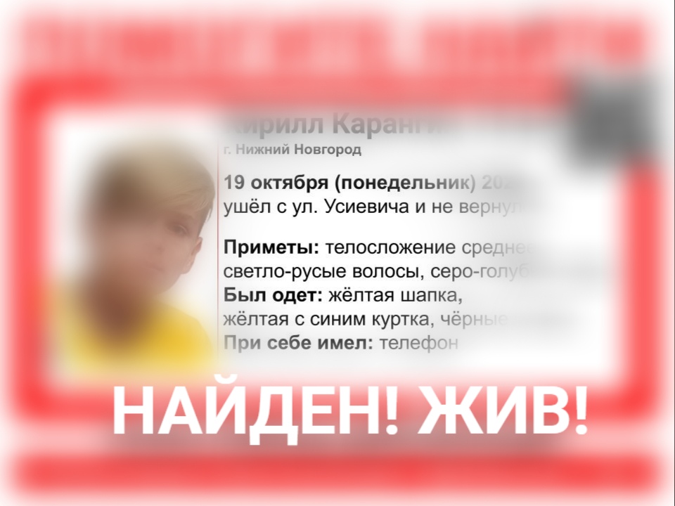 Подросток Кирилл Карангин, пропавший в Нижнем Новгороде, найден
