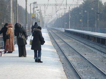 перрон зима