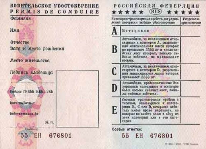 права водительское удостоверение