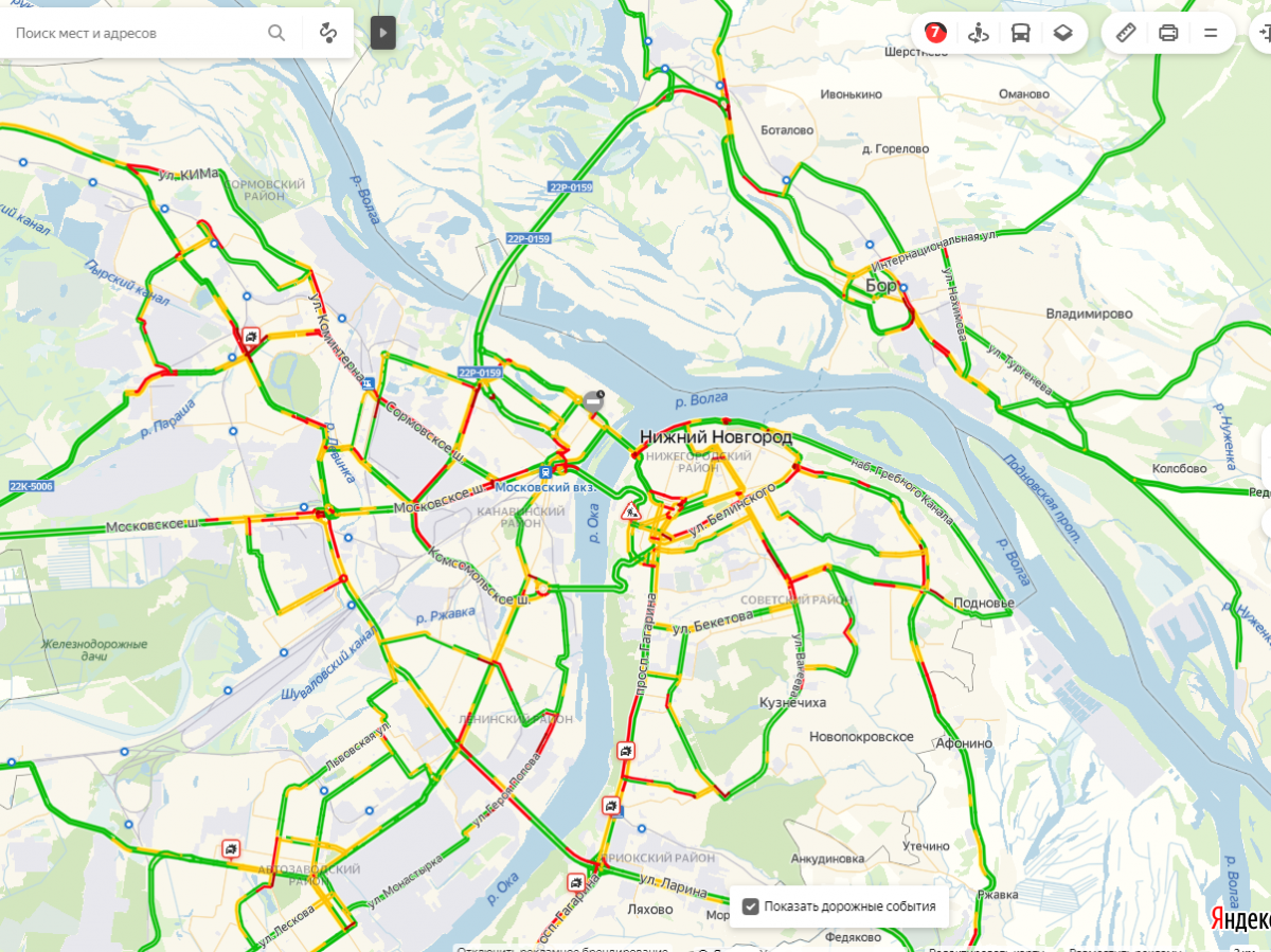 Карта пробок в нижнем новгороде