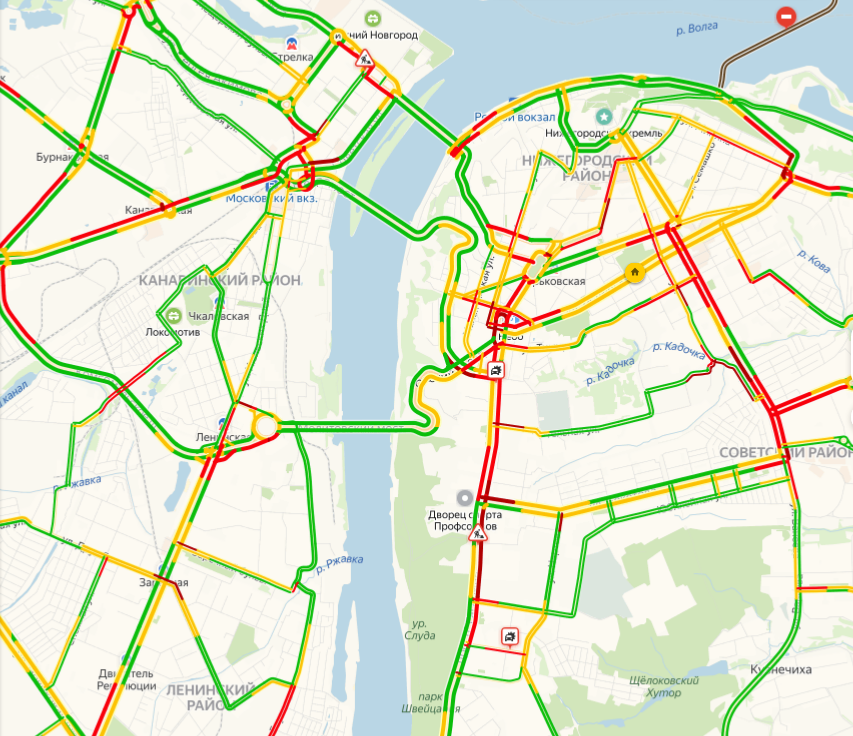 Карта пробок в нижнем новгороде