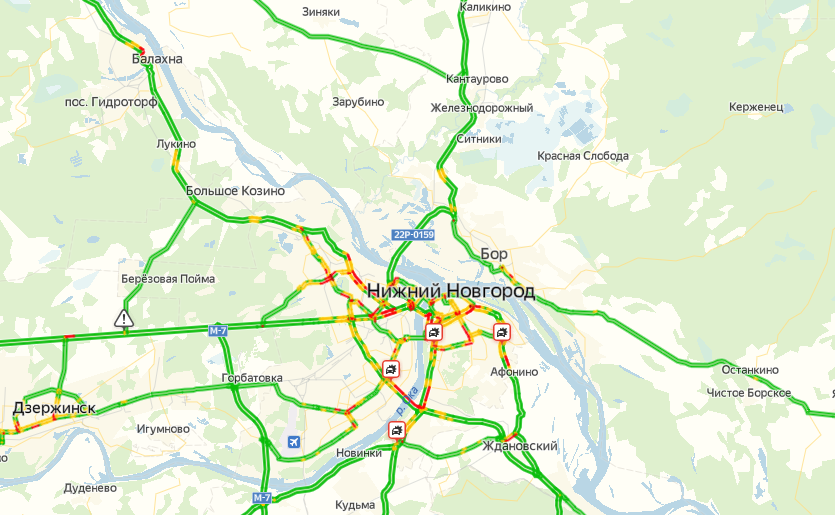 Карта пробок в нижнем новгороде