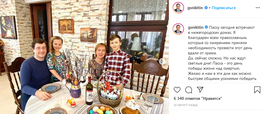 Никитин опубликовал пасхальное семейное фото