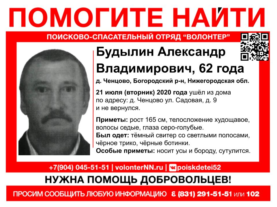 62-летний Александр Будылин пропал в Богородском районе