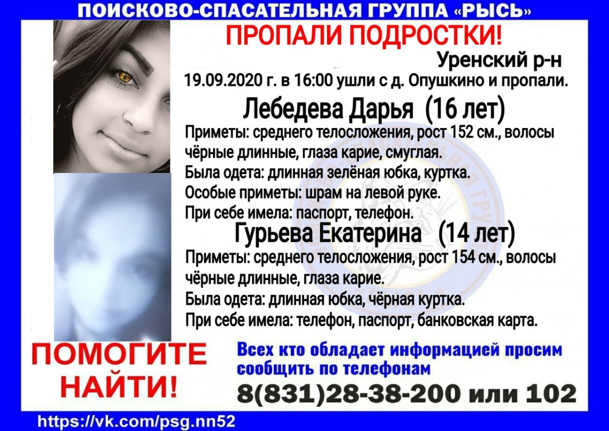 Две девочки-подростки пропали в Нижегородской области