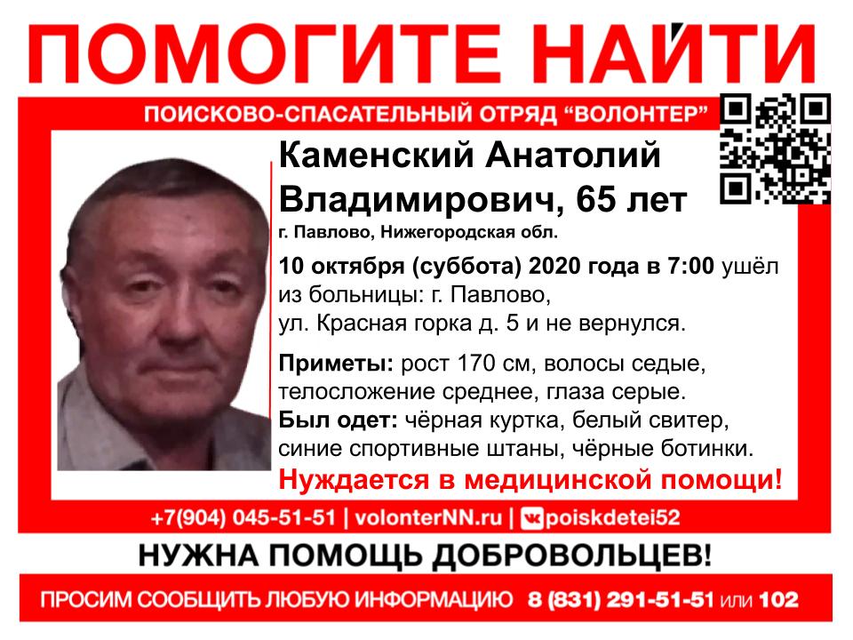 65-летний Анатолий Каменский пропал в Павлове