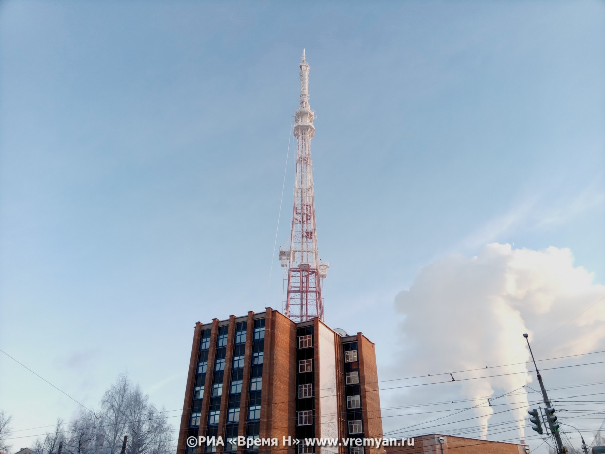 Нижегородская телебашня покрылась инеем