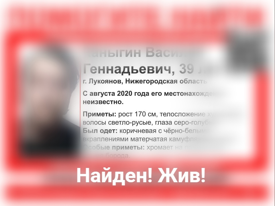Василия Каныгина нашли спустя 9 месяцев поисков в Нижегородской области
