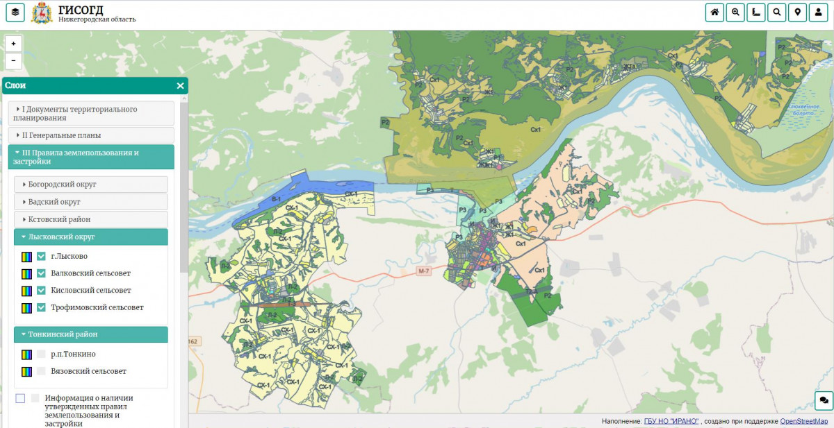 На геопортале ГИСОГД Нижегородской области опубликовано территориальное зонирование семи муниципальных образований