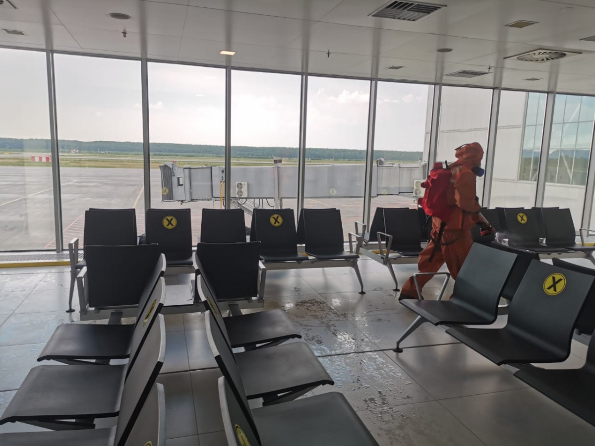 Региональный Минтранс проверил дезинфекцию помещений в нижегородском аэропорту «Стригино»