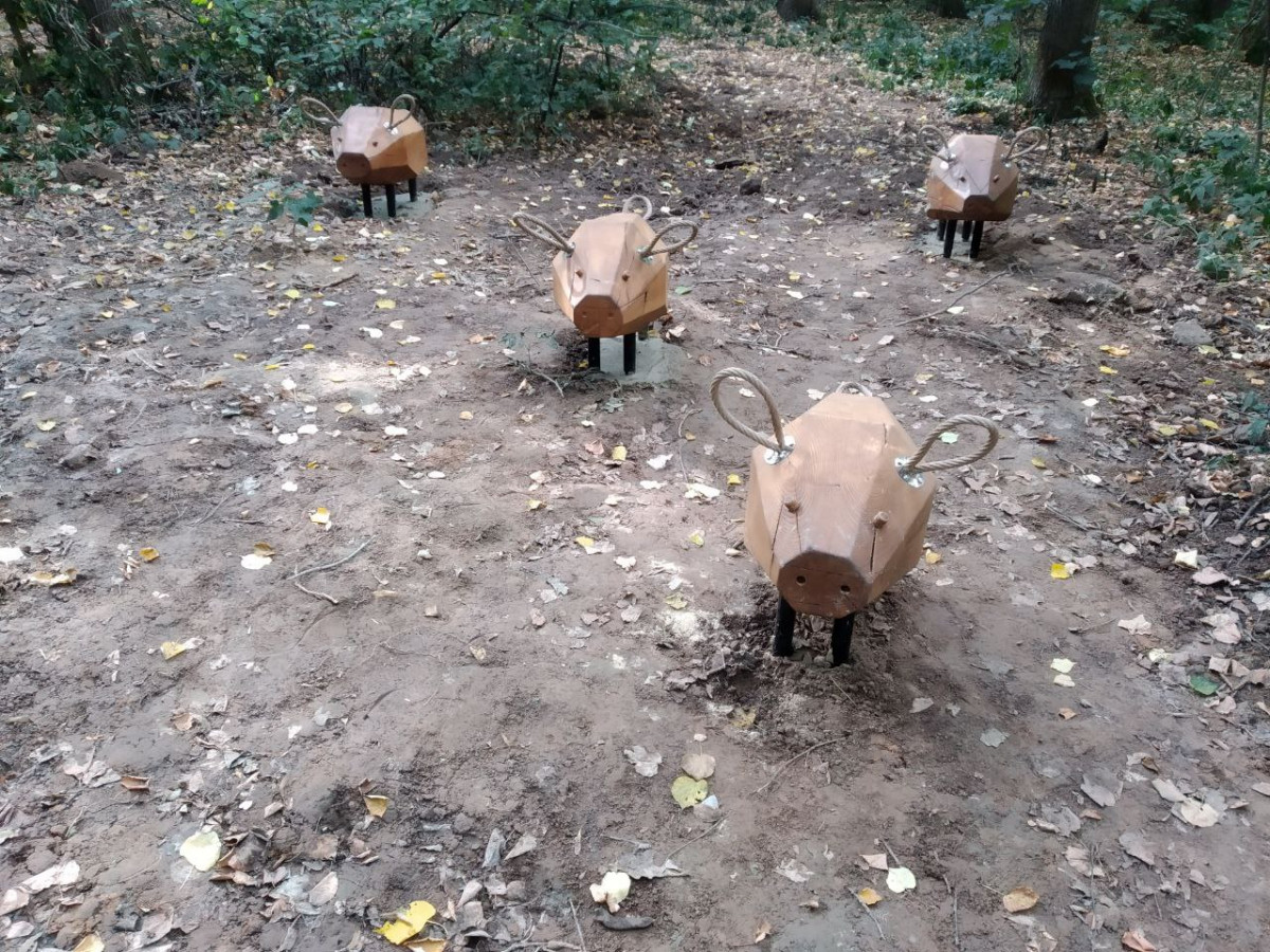 В нижегородском сквере «Лесной массив» установили фигурки кабанов