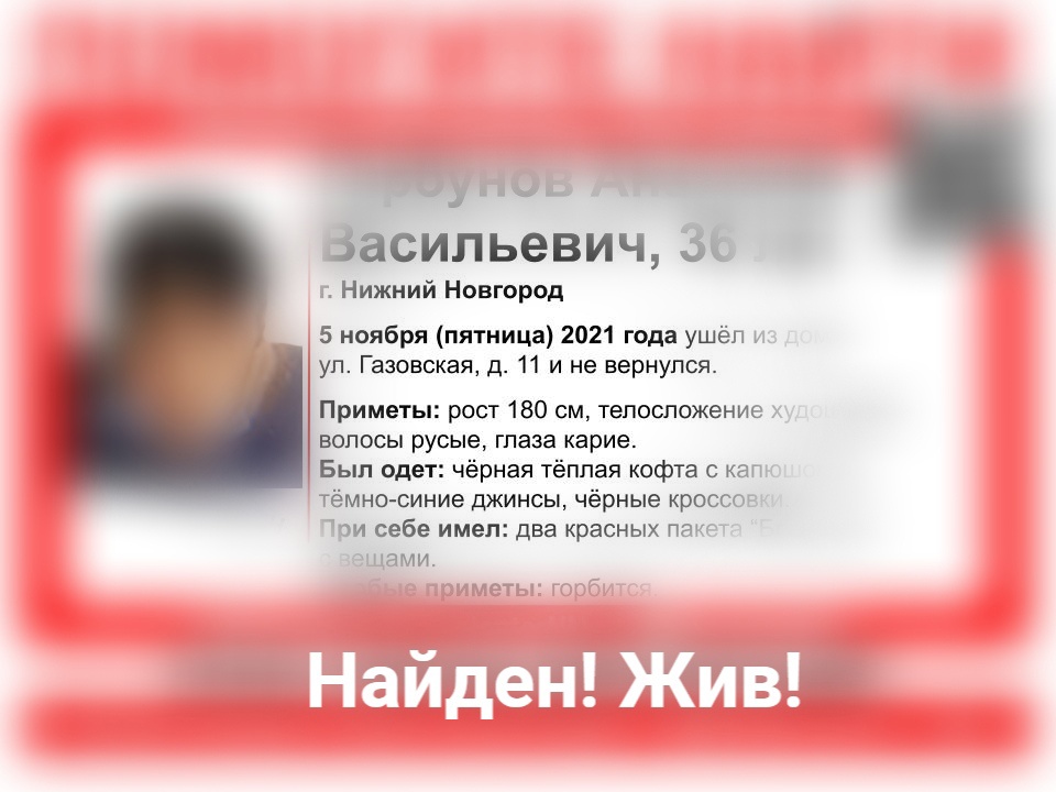 Пропавший в Нижнем Новгороде Анатолий Горбунов найден живым