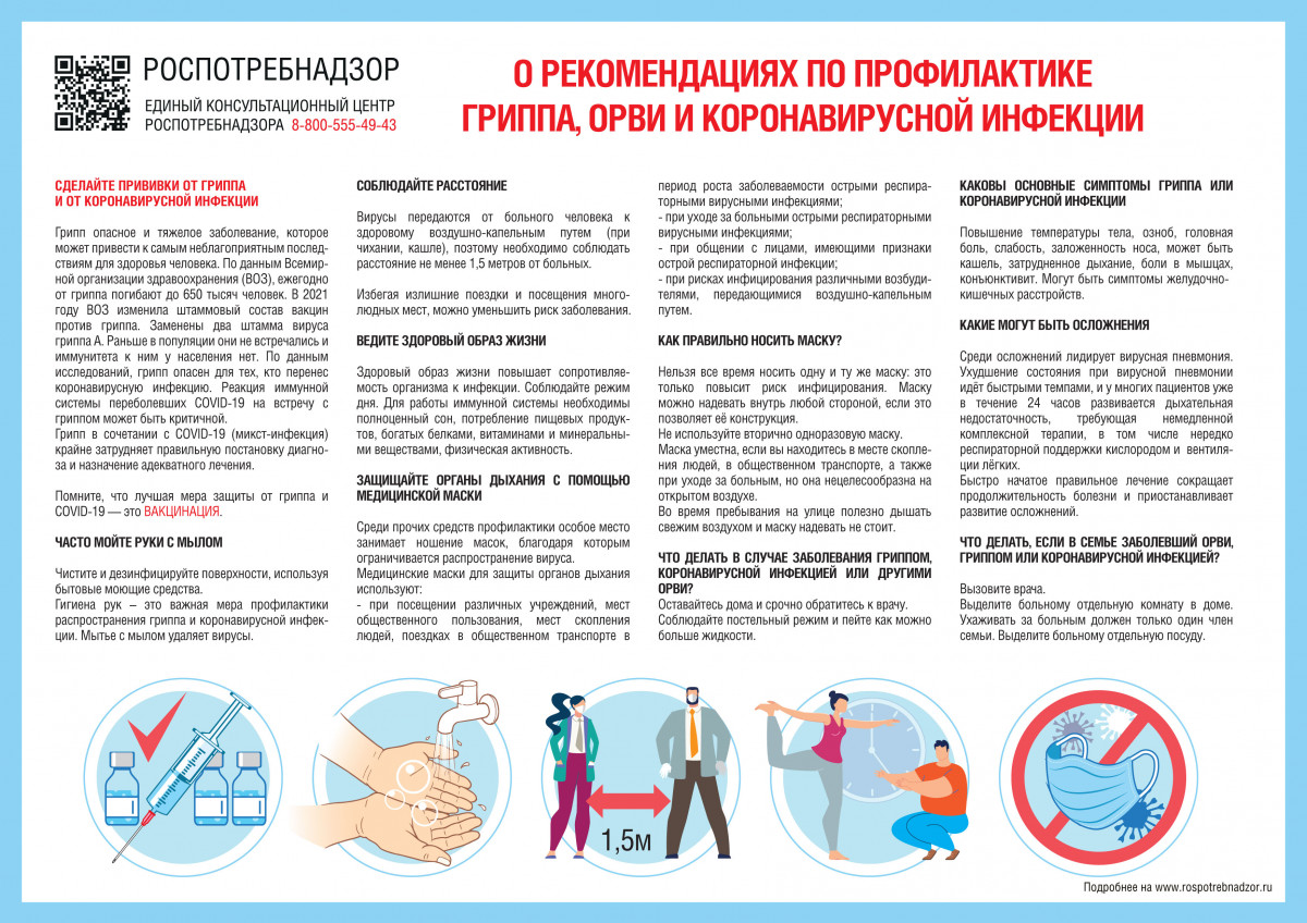 Названы рекомендации по профилактике гриппа, ОРВИ и COVID-19