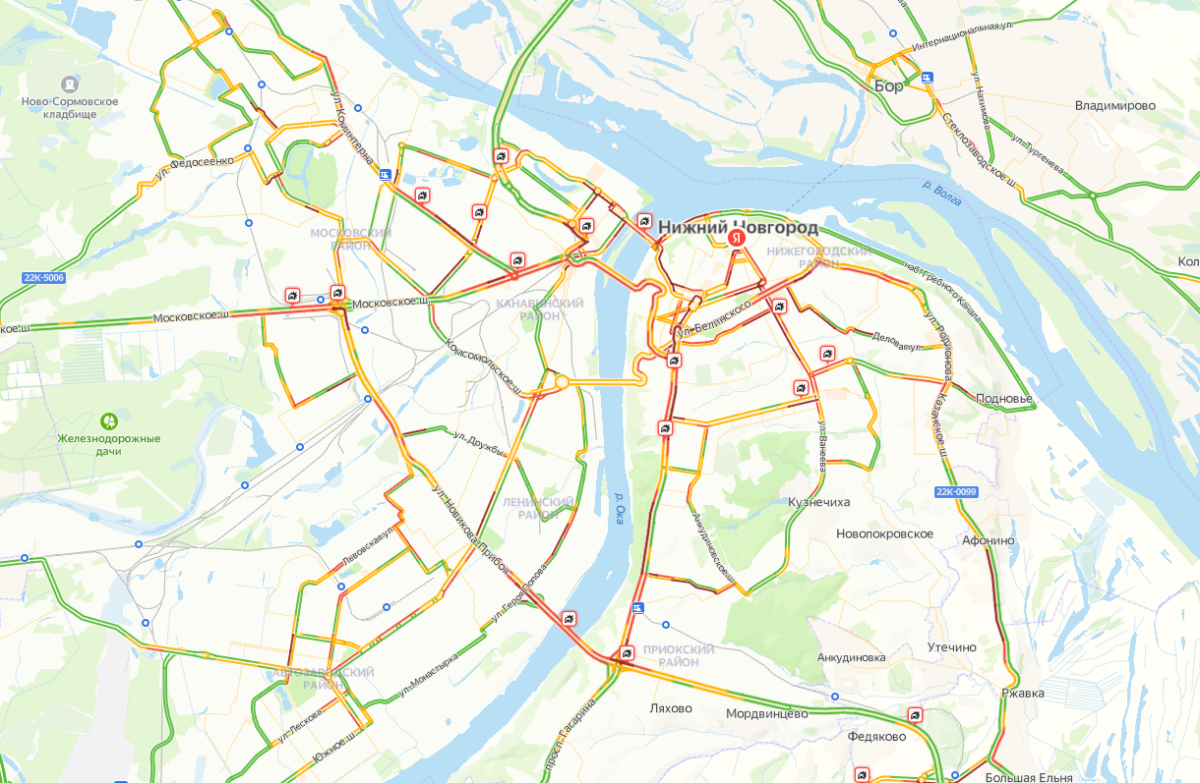 Нижний Новгород встал в 10-балльных пробках