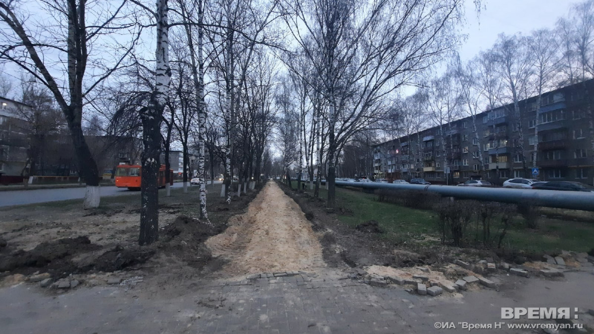 Не готово Благоустройство аллеи на Южном шоссе началось в Нижнем Новгороде