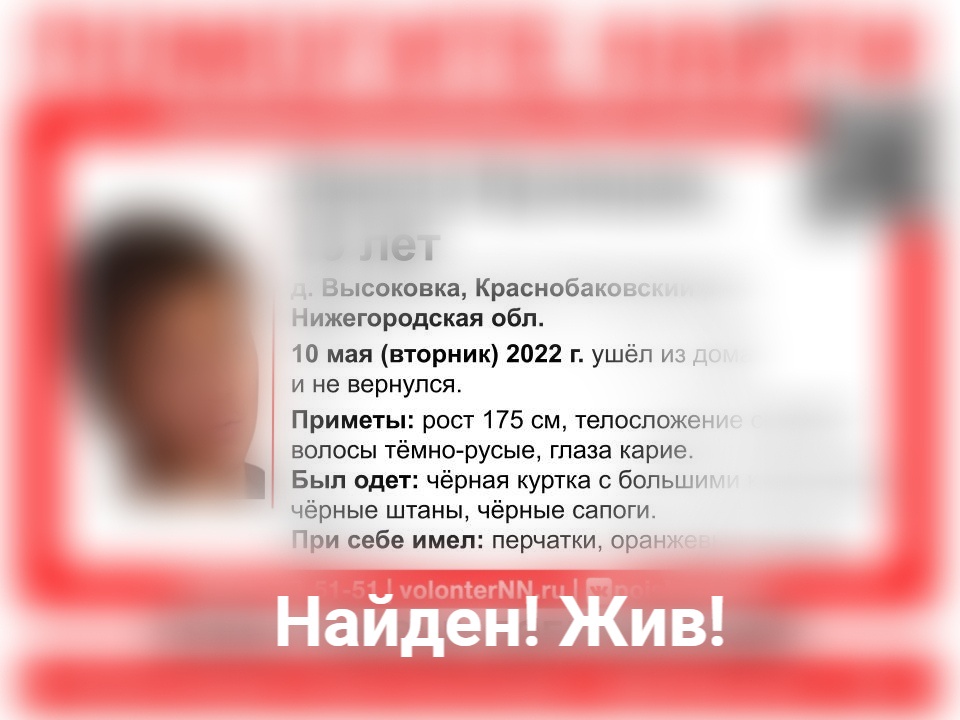 Пропавший в Нижегородской области 15-летний Никита Кузнецов найден живым