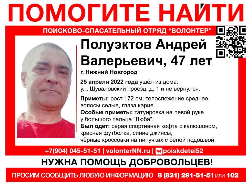 47-летний Андрей Полуэктов пропал в Нижнем Новгороде