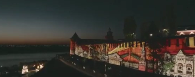 Опубликовано видео праздничной инсталляции на стенах Нижегородского кремля