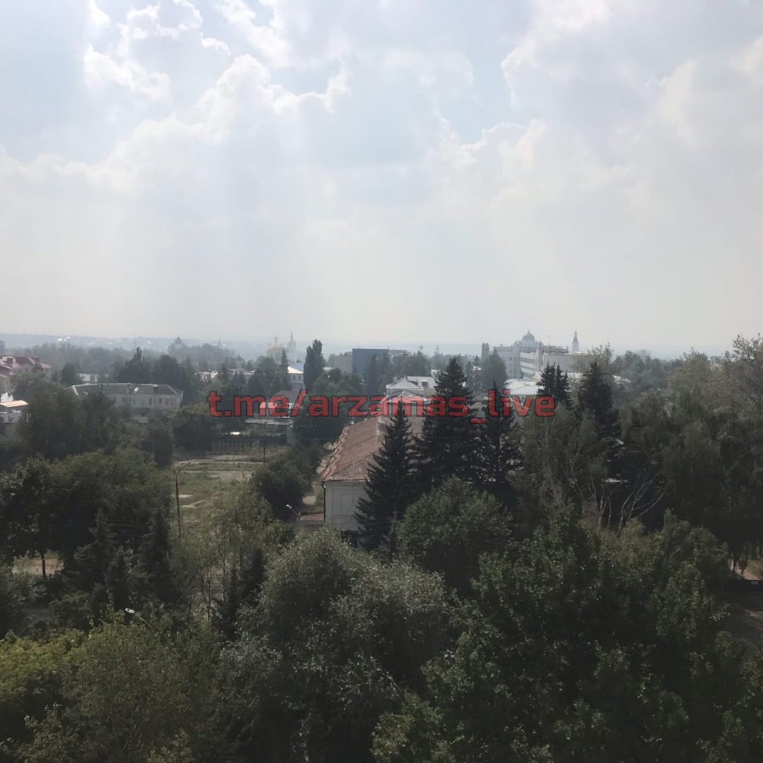 Дым от лесного пожара в Рязанской области накрыл Арзамас