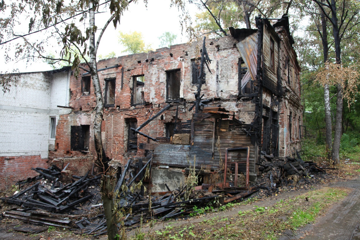 Опубликованы фото сгоревших исторических домов в центре Нижнего Новгорода