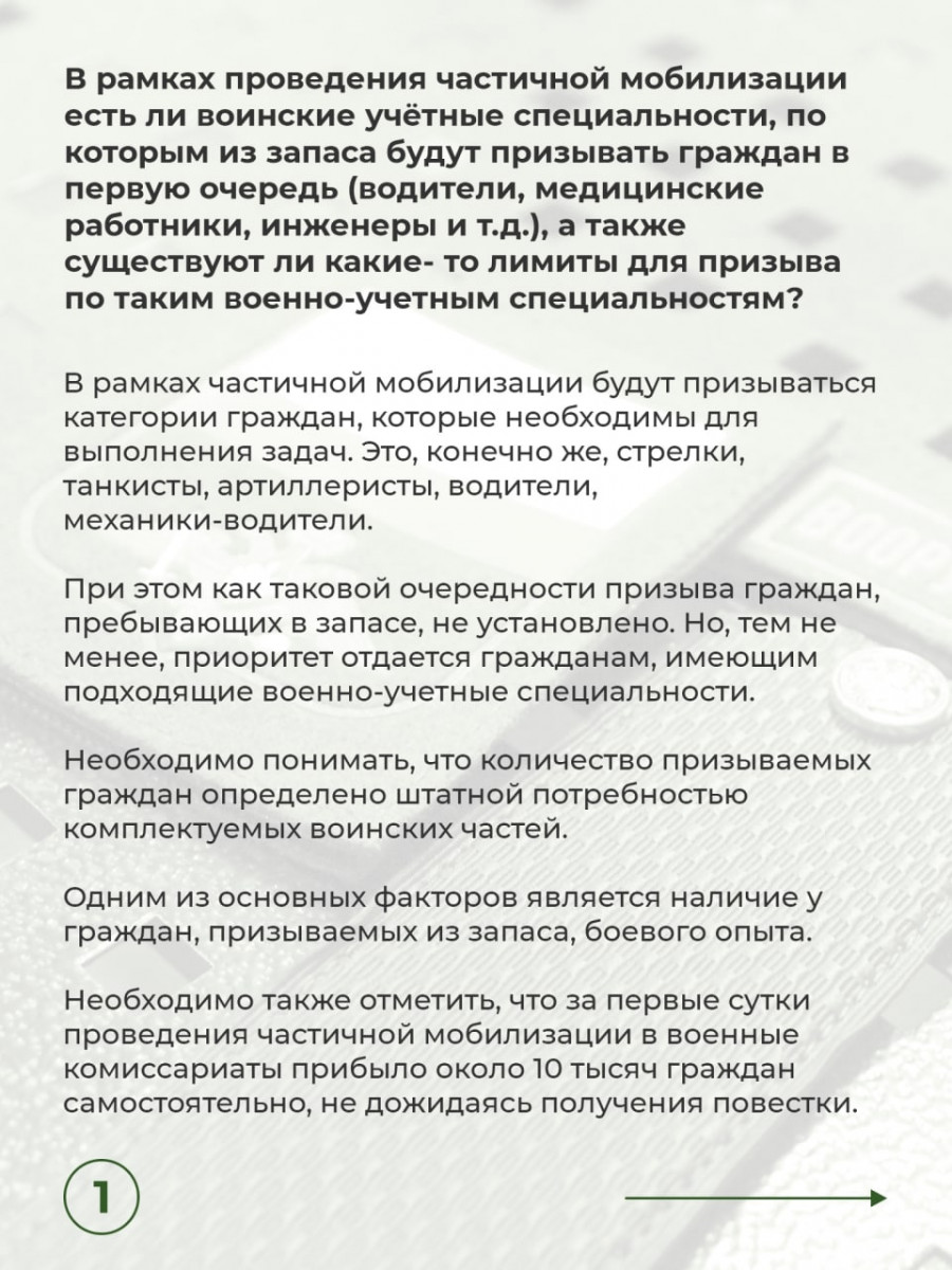 В Генштабе ВС РФ ответили на самые часты вопросы о мобилизации