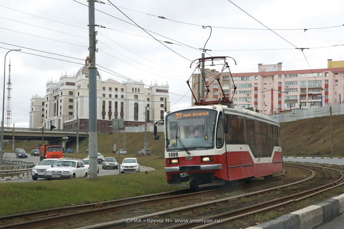 Трамваи встали на Окском съезде в Нижнем Новгороде