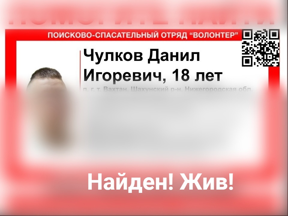 Пропавший в Шахунском районе Данил Чулков найден живым