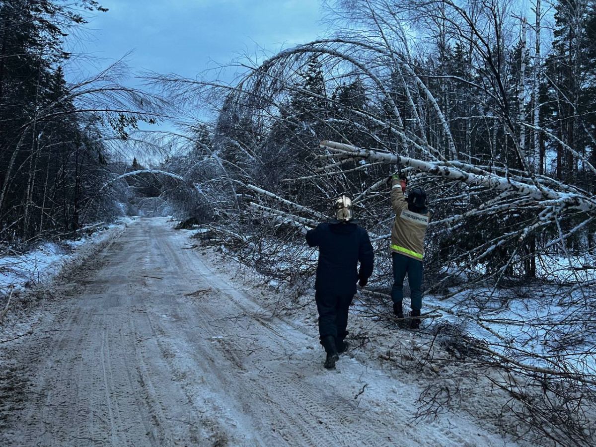 Двенадцать километров дороги расчистили после ледяного дождя в Сергачском районе
