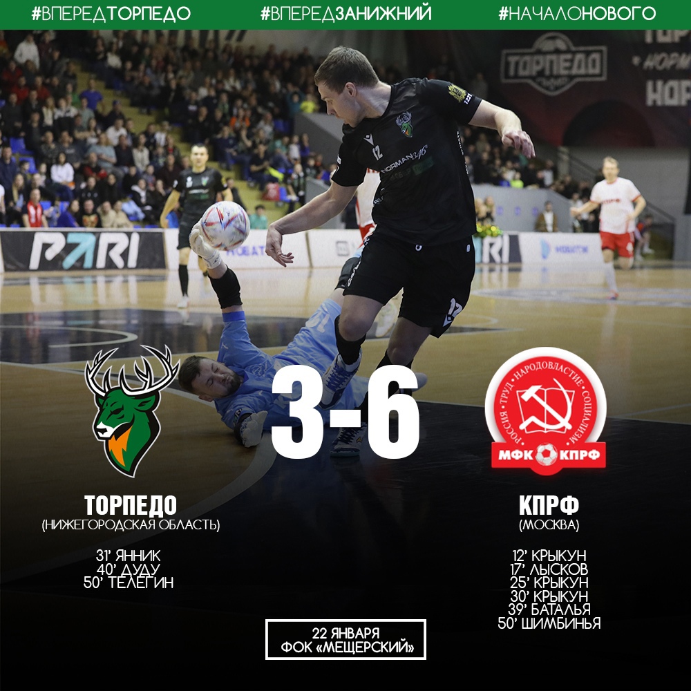 Нижегородское «Торпедо» проиграло КПРФ в домашнем матче