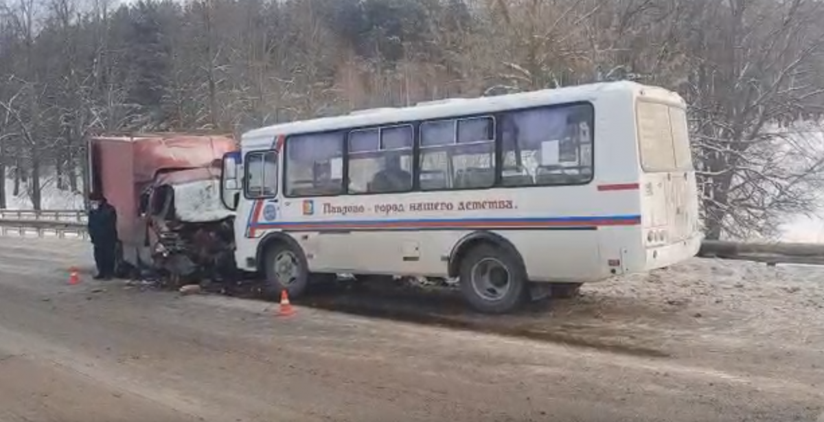 Три человека пострадали в лобовом столкновении автобуса и «Газели» в Павлове