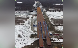 Завершена надвижка пролета моста через Суру на трассе М12 Москва — Казань