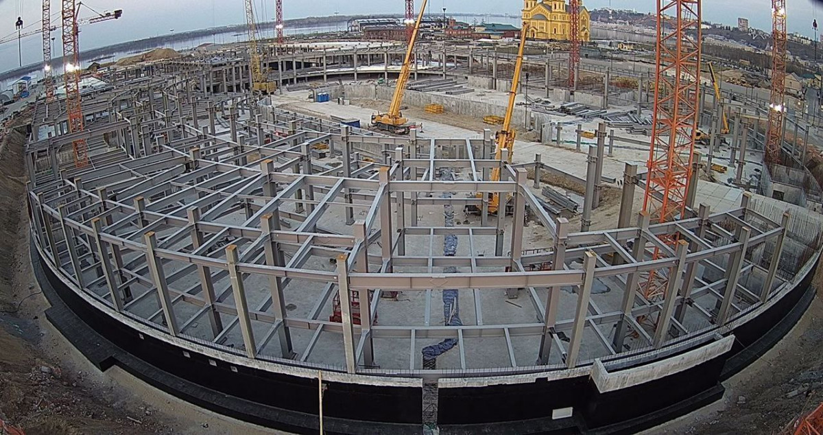 Почти 3 300 тонн металлоконструкций смонтированы на строящейся ледовой арене в Нижнем Новгороде