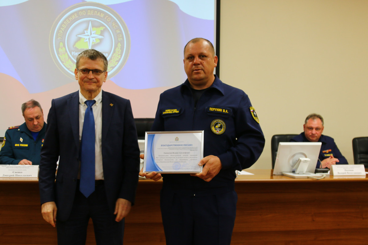 Сотрудникам нижегородского Управления по ГО и ЧС вручили награды за вклад в обеспечение пожарной безопасности