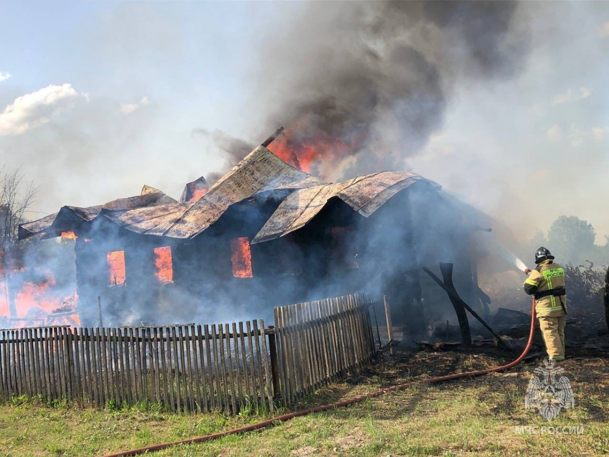 Крупный пожар произошел в Навашинском округе