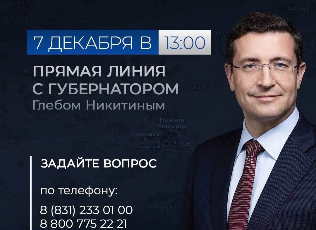 Прямая линия с губернатором Глебом Никитиным состоится 7 декабря |  Информационное агентство «Время Н»