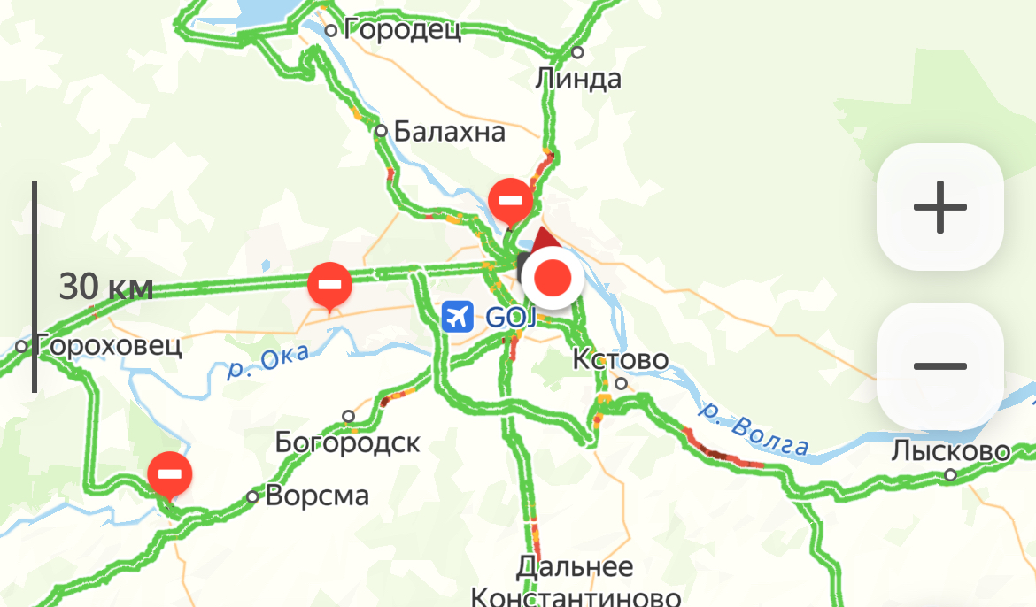 Многокилометровые пробки образовались на въезде в Нижний Новгород 19 мая