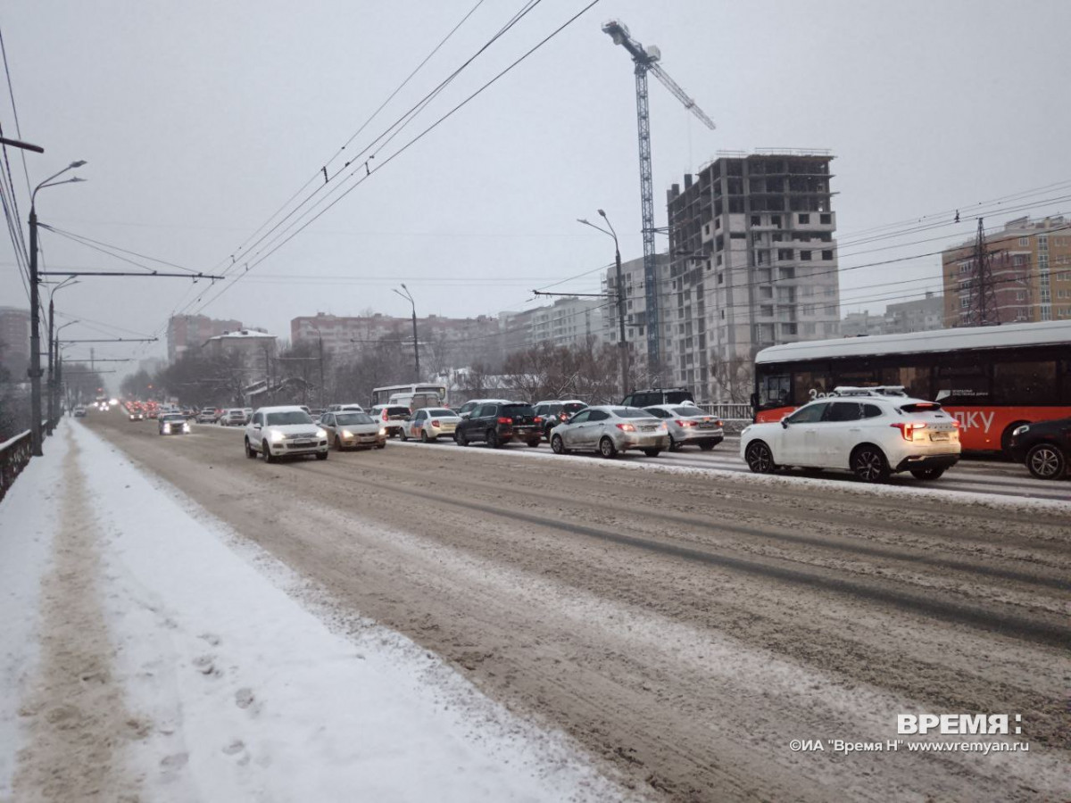 Семибалльные пробки наблюдаются в Нижнем Новгороде утром 15 января