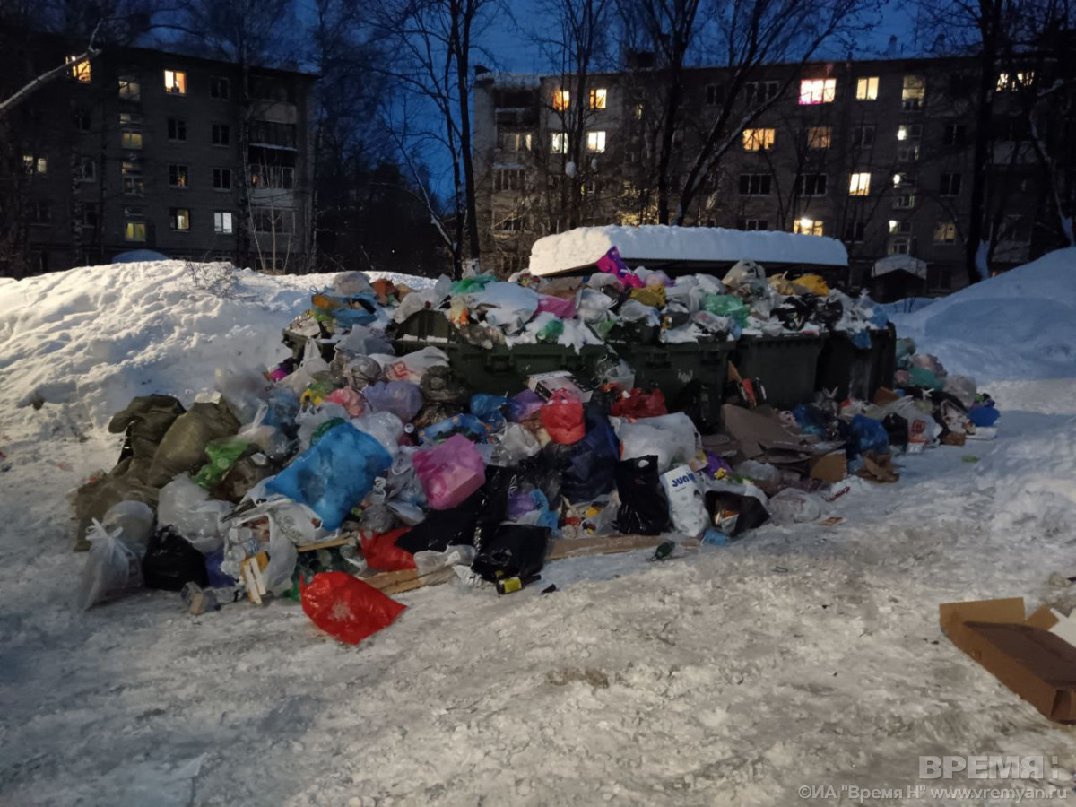 Горы мусора лежат на контейнерной площадке на улице Козицкого